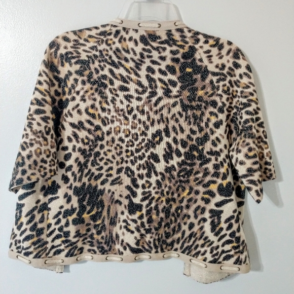 NWT Chico's Sz 1 Animal Print Open Cardigan - Picture 2 of 4